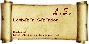 Lombár Sándor névjegykártya